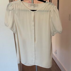 LOFT Ivory Short Sleeve Blouse